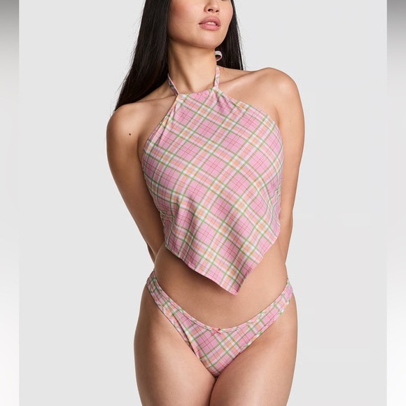 New! Frankie's Bikinis x PINK golden hour strawberry Plaid Bikini 3991 - Picture 1 of 9